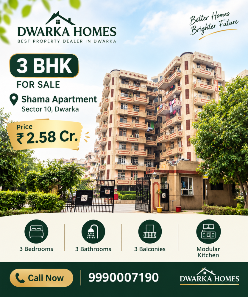 3 BHK for sale Shama Apartment Dwarka 